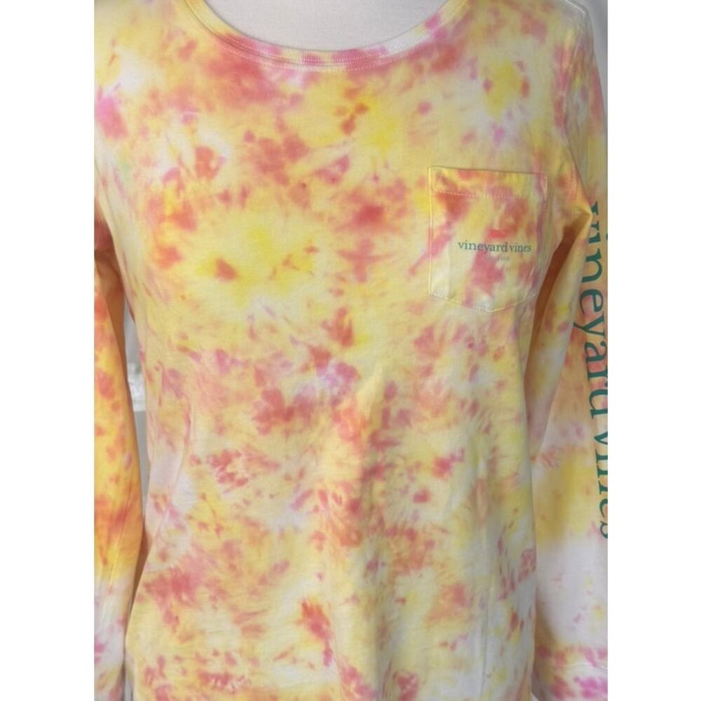 Vineyard Vines Womens XS Yellow Tie Dye Long Sleeve TShirt 100% Cotton - Picture 7 of 9